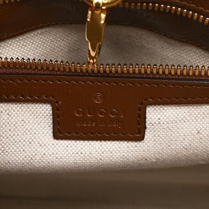 Gucci GG Supreme Monogram Azalea Calfskin Small Retro Interlocking G Tote Bag Beige Ebony Brown Sugar 6 of 10