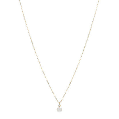 Mikimoto 18K Yellow Gold Diamond Akoya Cultured Pearl 5-5.5mm Drop Pendant Necklace 1 of 5