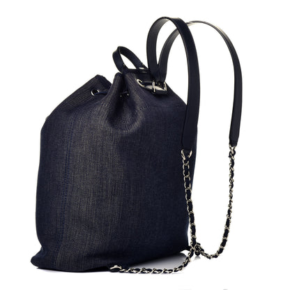 Chanel Canvas Large Deauville Backpack Denim Blue 2 of 8