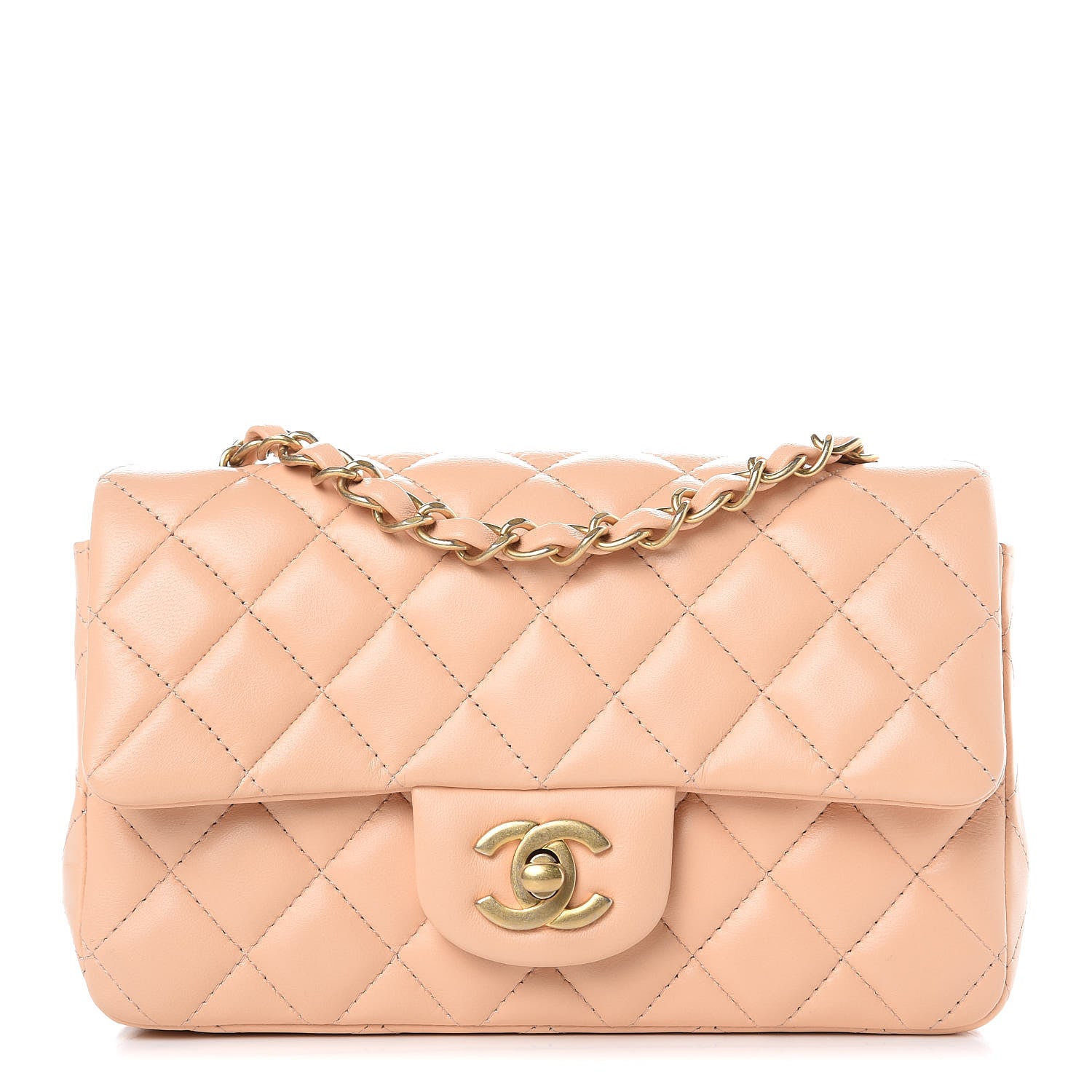 Chanel Lambskin Quilted Mini Rectangular Flap Beige 1 of 12