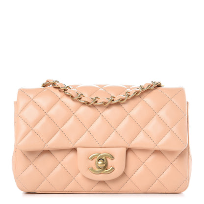 Chanel Lambskin Quilted Mini Rectangular Flap Beige 1 of 12