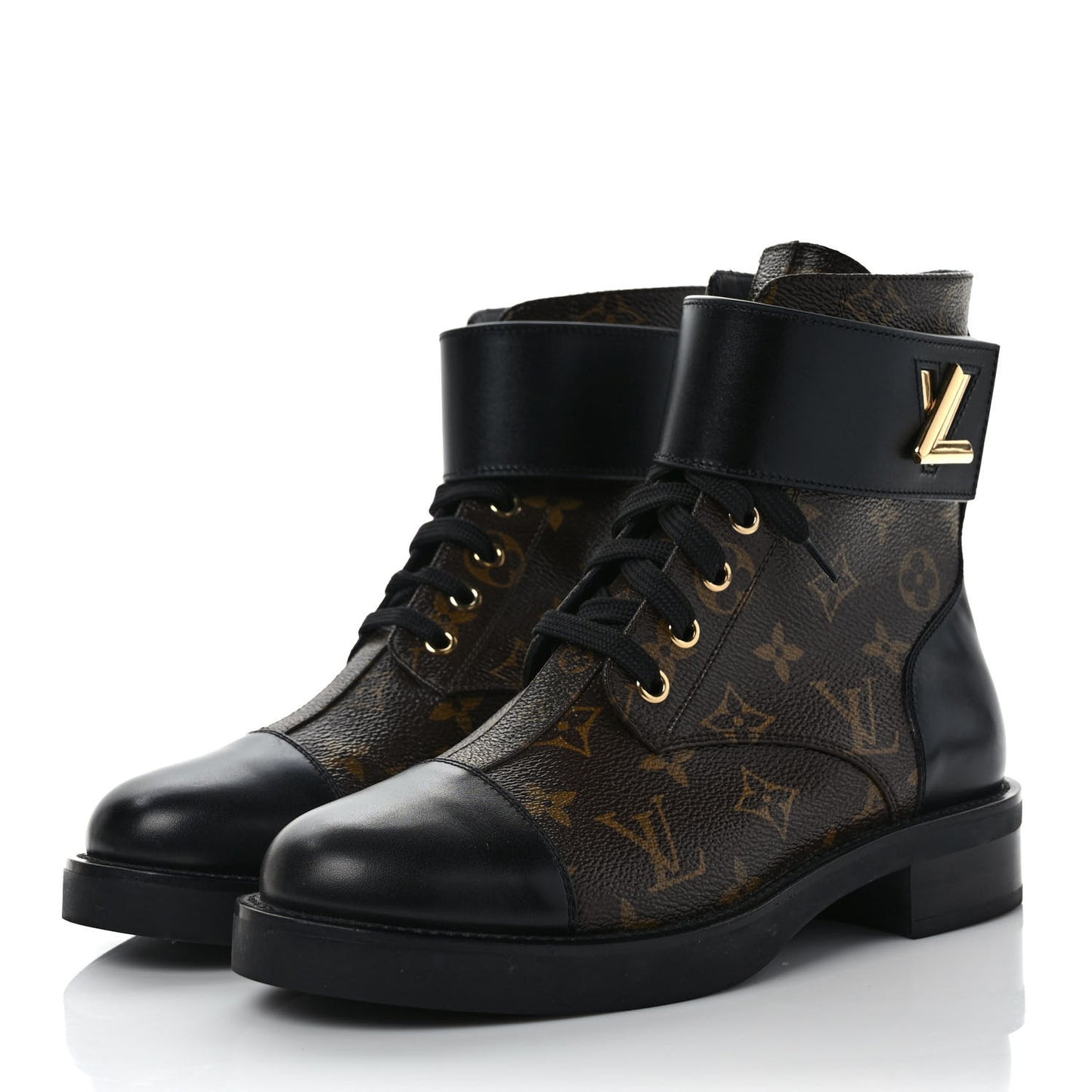 Calfskin Monogram Wonderland Flat Ranger Boots 37 Black