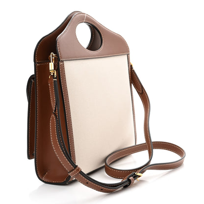 Burberry Canvas Smooth Calfskin Two Tone Mini Pocket Bag Natural Tan 3 of 11