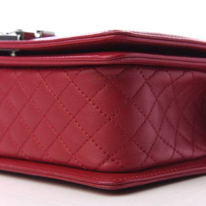Chanel Lambskin Chevron Quilted Small Boy Flap Dark Pink 5 of 9