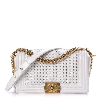 Chanel Sheepskin Braided Medium Boy Reverso Flap White 1 of 9