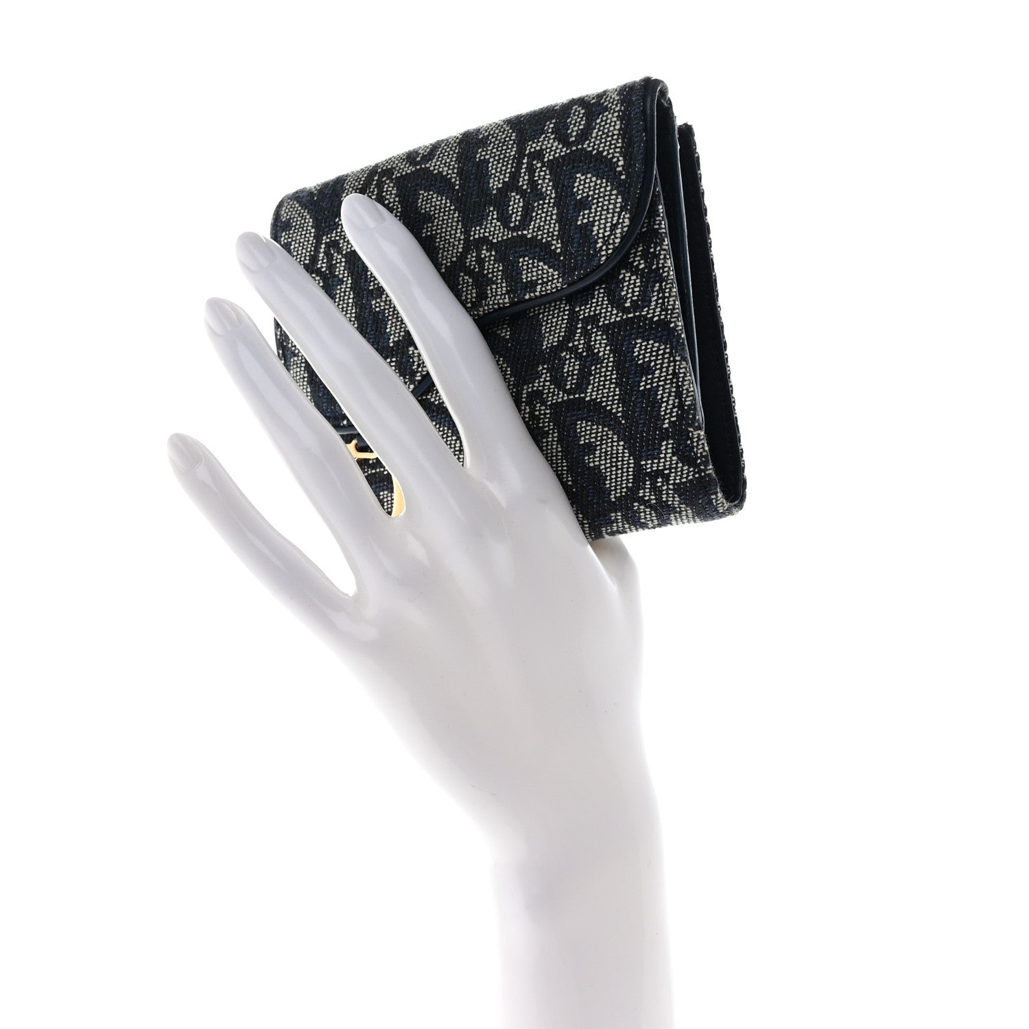 Christian Dior Monogram Compact Saddle Wallet Blue 2 of 10