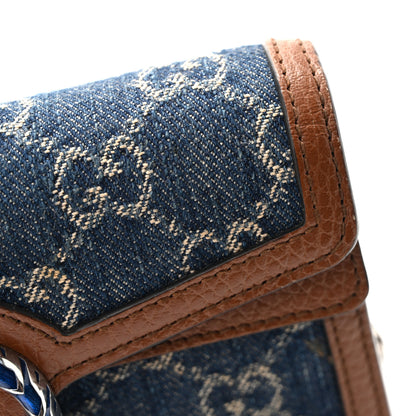 Gucci New Denim GG Monogram Dollar Calfskin Enamel Super Mini Dionysus Shoulder Bag Blue Tea Cuir Epilog Electric Blue 11 of 12