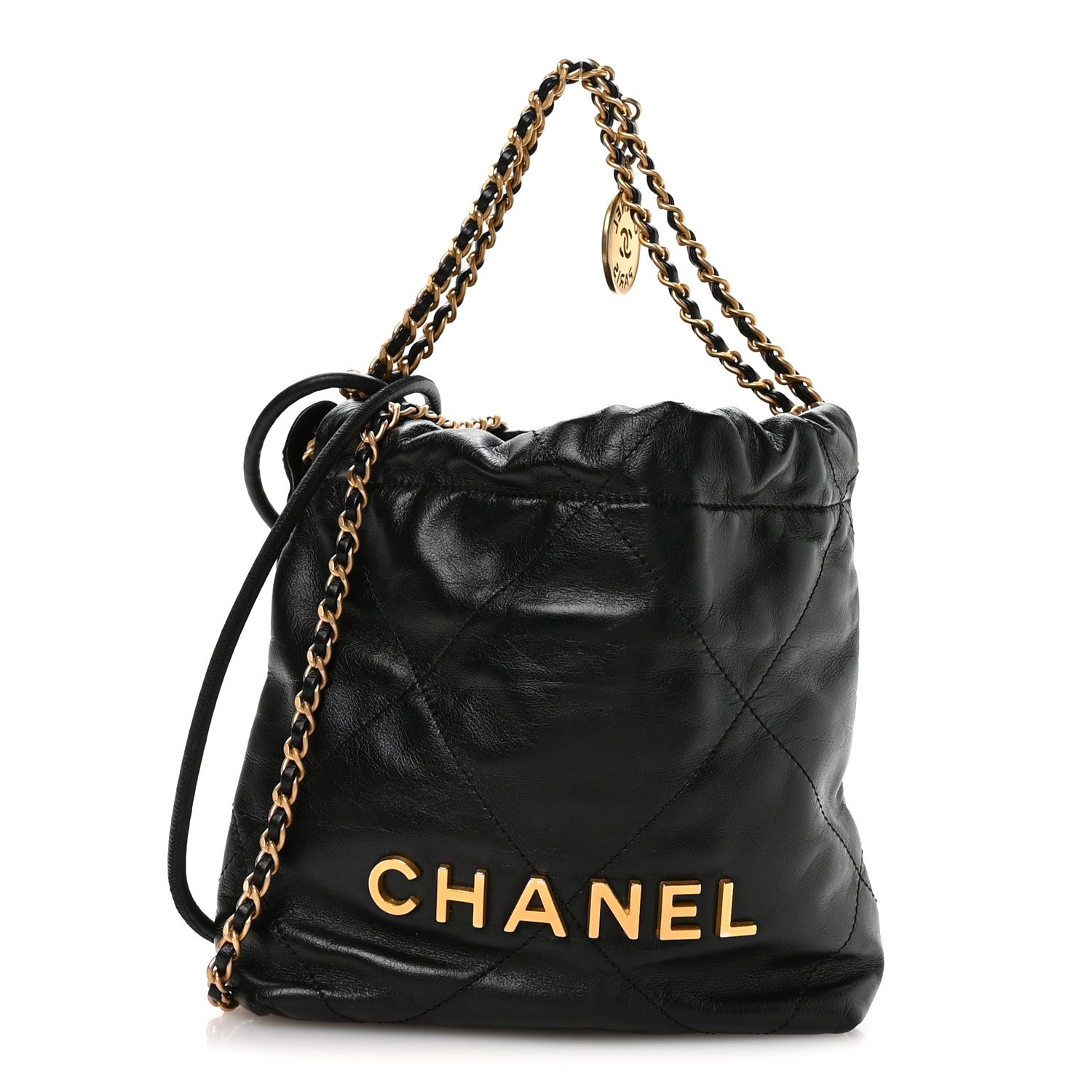 Chanel Shiny Calfskin Quilted Mini Chanel 22 Black 1 of 11