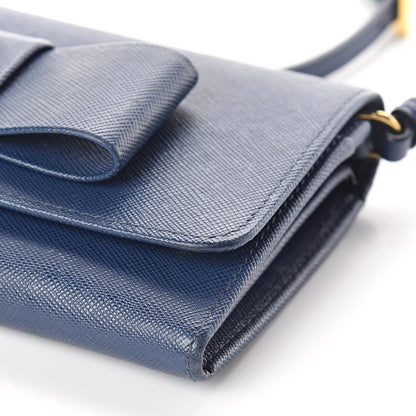 Prada Saffiano Fiocco Bow Flap Wallet Bleuette 8 of 8