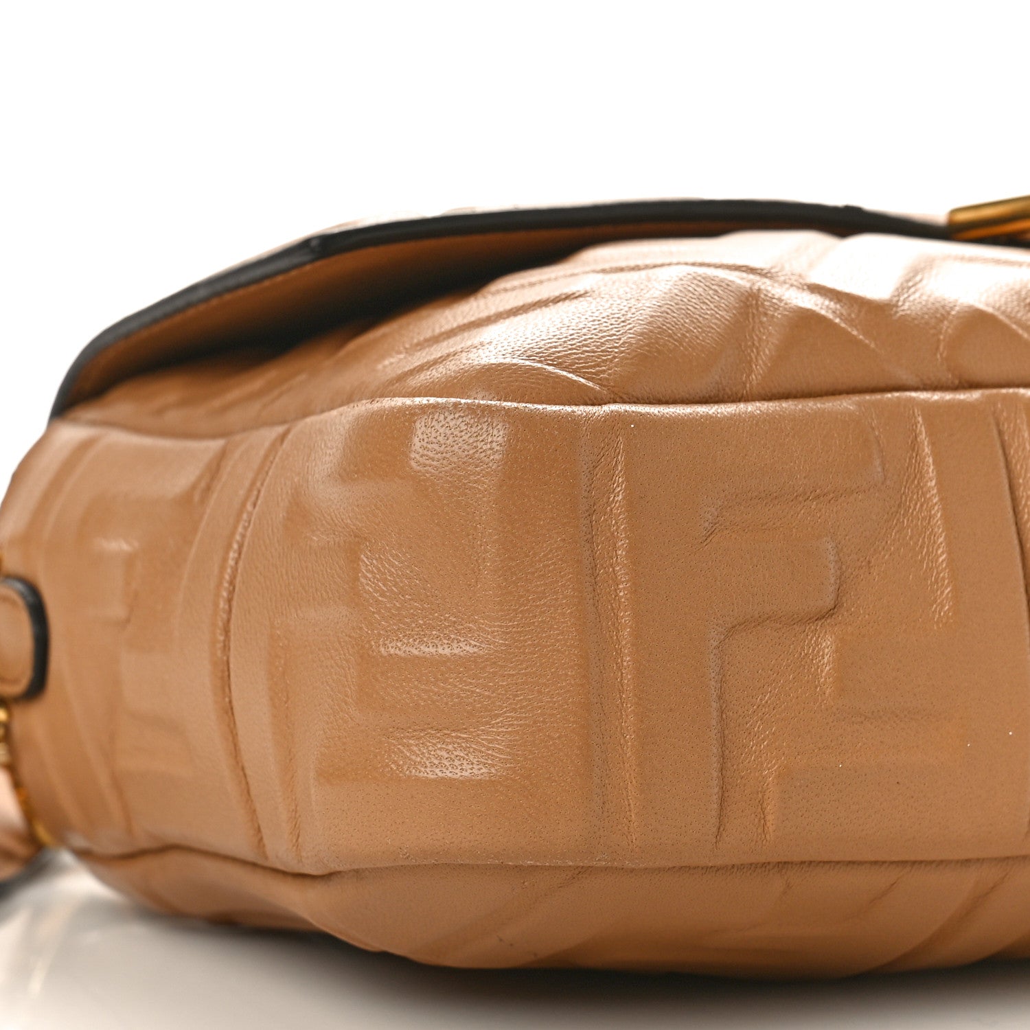 Fendi Nappa FF 1974 Embossed Baguette Miele Scuro 8 of 9
