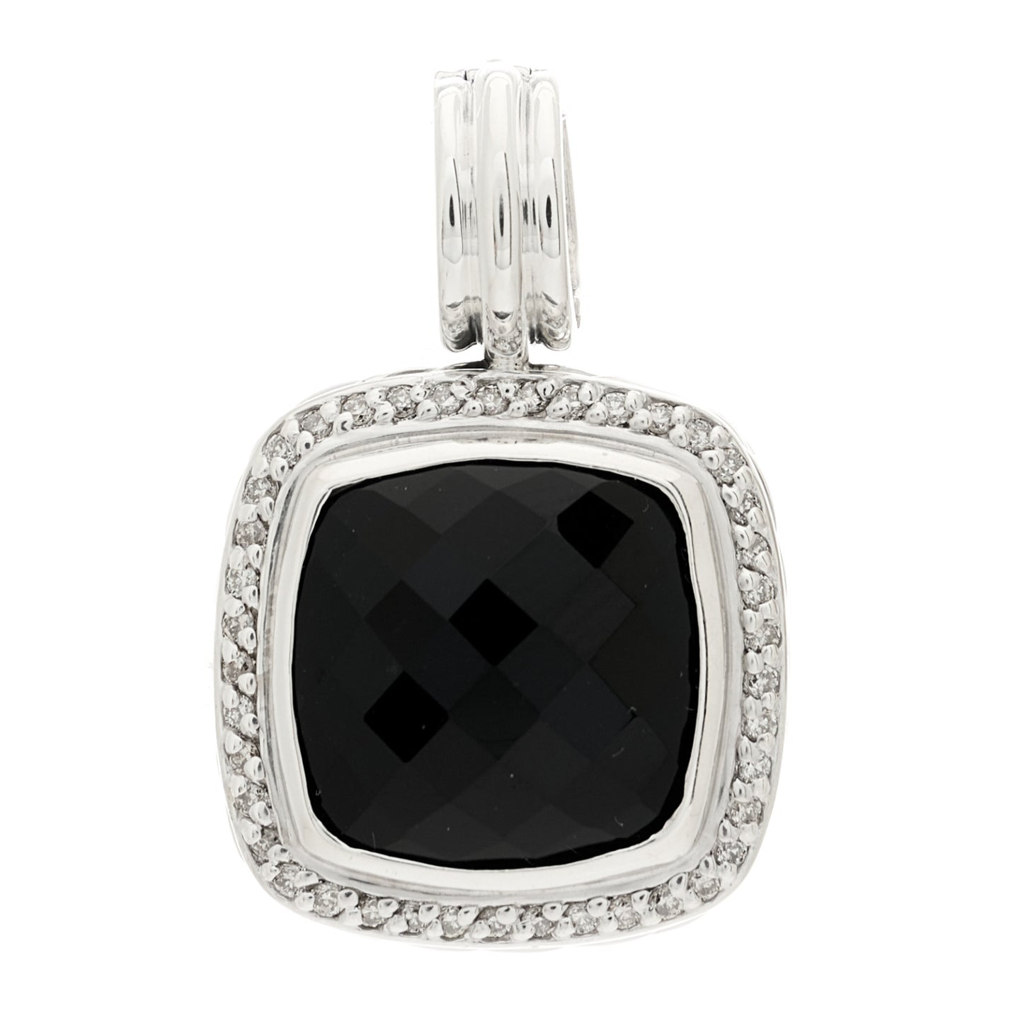 Sterling Silver Diamond Black Onyx 14mm Albion Enhancer Pendant