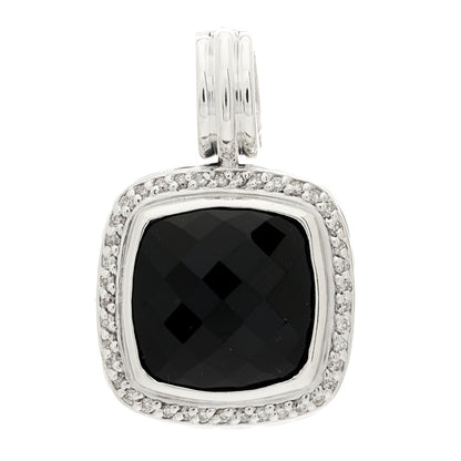 David Yurman Sterling Silver Diamond Black Onyx 14mm Albion Enhancer Pendant 1 of 4