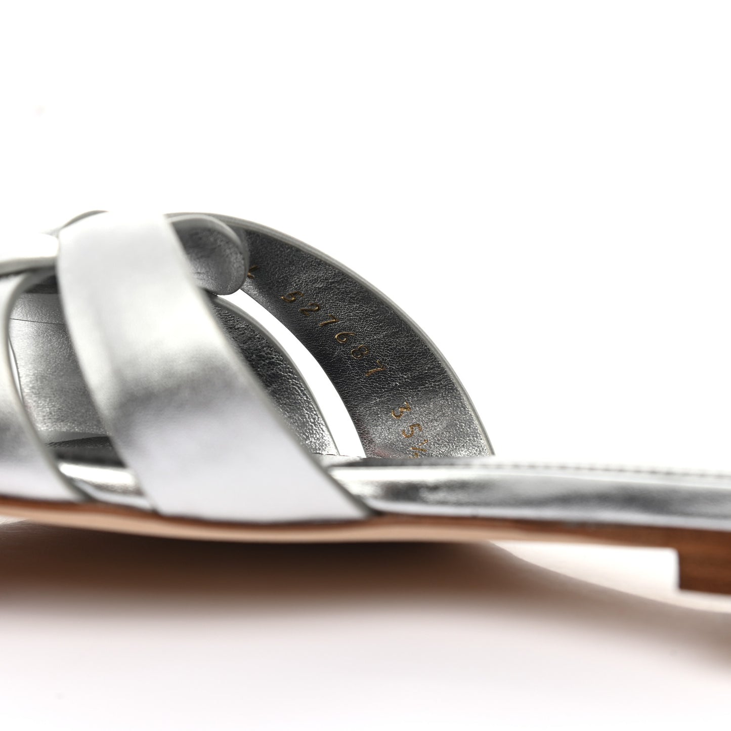 Calfskin Tribute 05 Slide Sandals 35.5 Argent