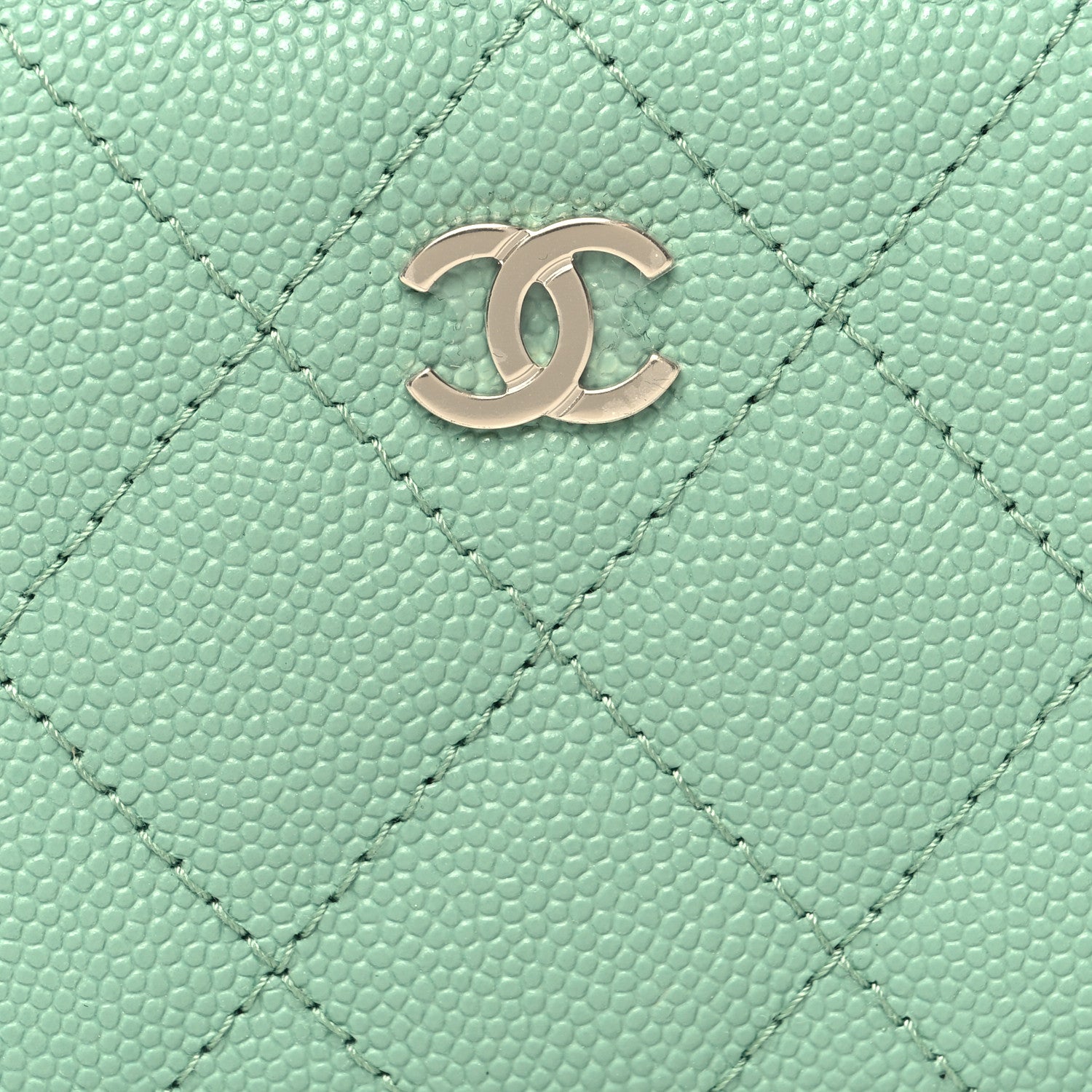 Chanel Caviar Quilted Zip Around Coin Purse Wallet Light Green 8 of 9