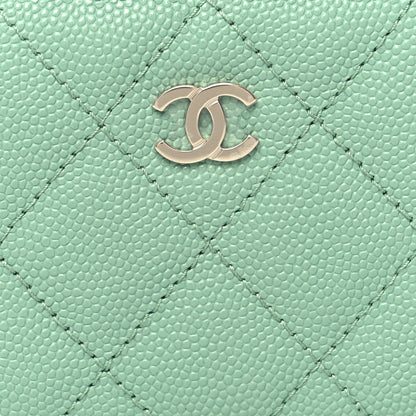 Chanel Caviar Quilted Zip Around Coin Purse Wallet Light Green 8 of 9