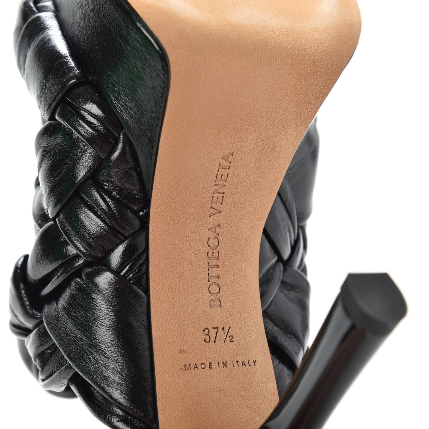 Shiny Nappa Intreccio The Board Platform Mule Sandals 37.5 Black