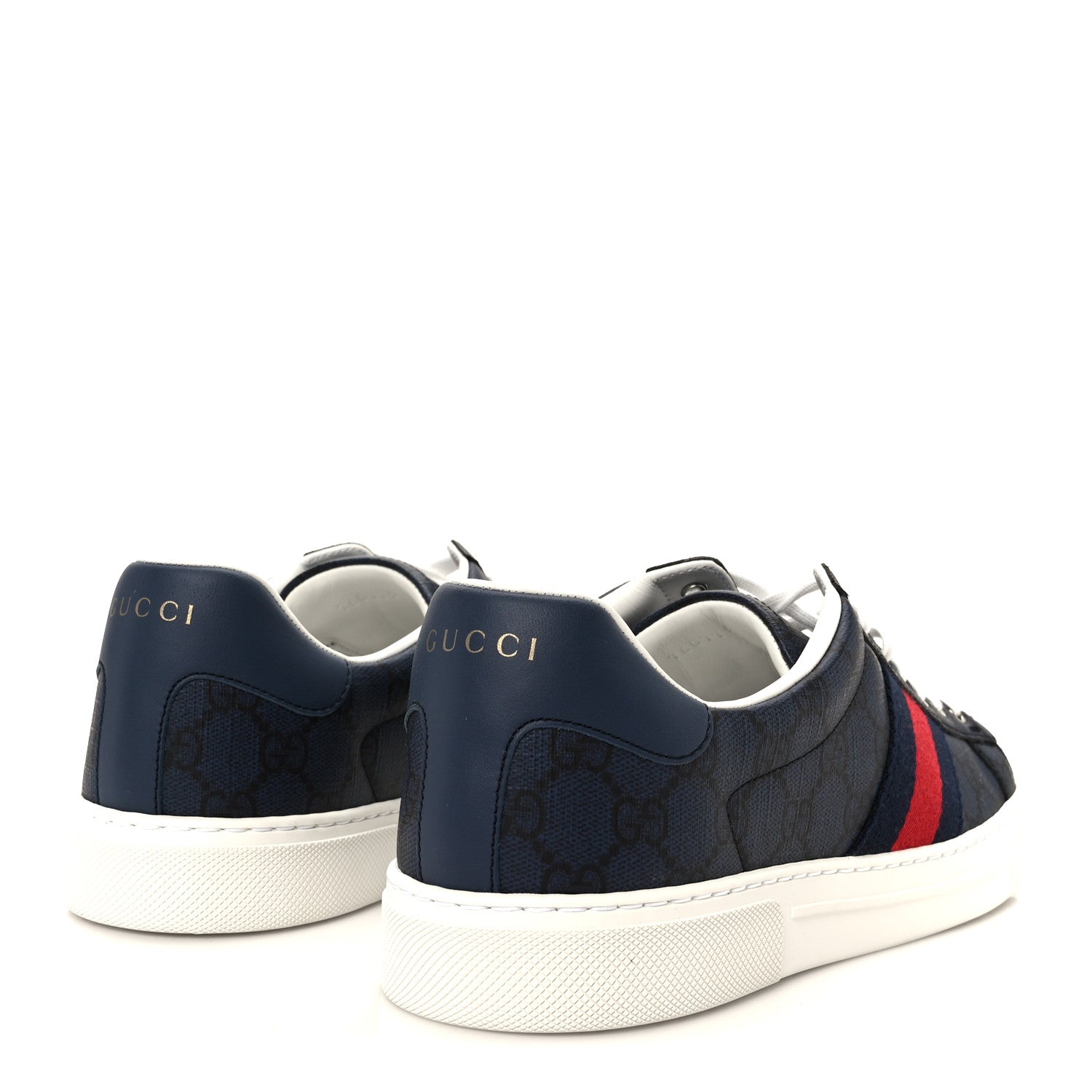 Gucci GG Supreme Monogram Web Mens New Ace Sneakers 8 Dark Blue 5 of 11