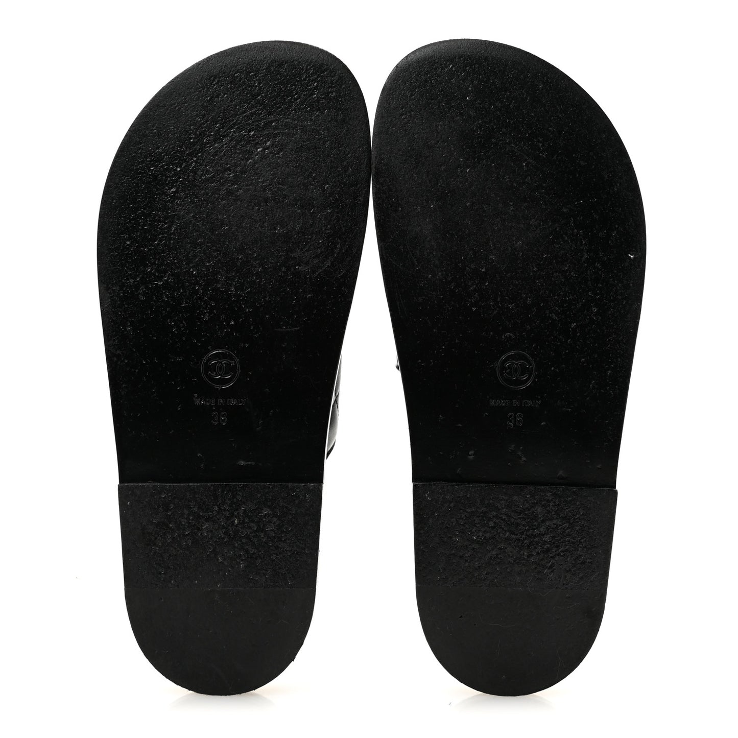 Lambskin Quilted Velcro Dad Chain CC Slide Sandals 36 Black