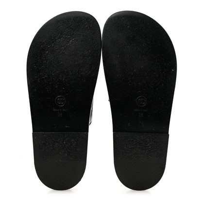 Chanel Lambskin Quilted Velcro Dad Chain CC Slide Sandals 36 Black 6 of 10