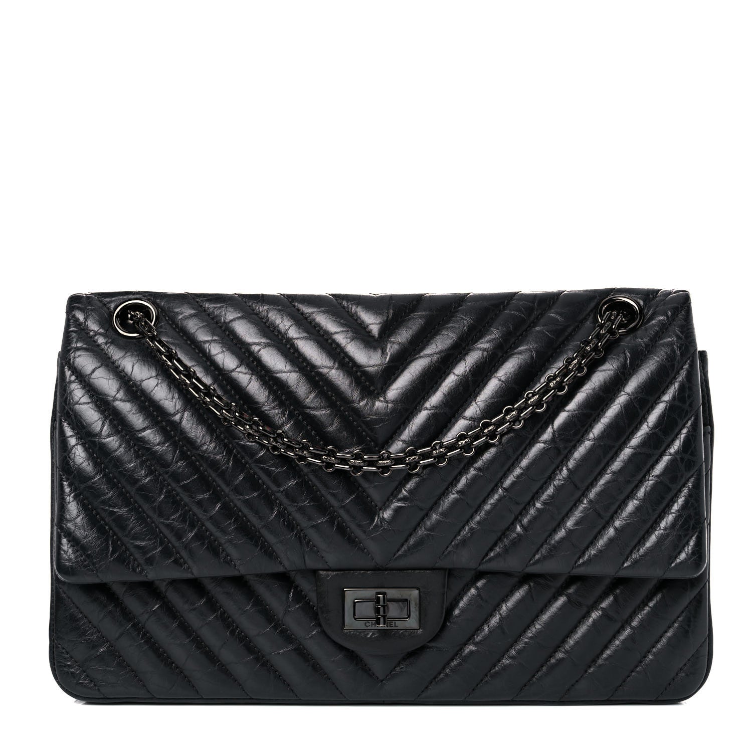 Chanel Aged Calfskin Chevron Quilted 2.55 Reissue 226 So Black 1 of 18