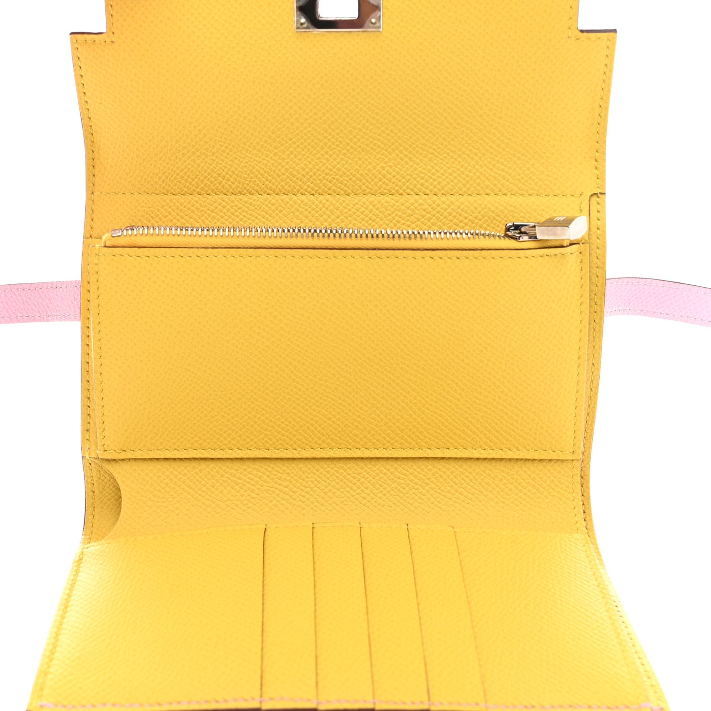 Epsom Medium Kelly Wallet Mauve Sylvestre Jaune De Naples