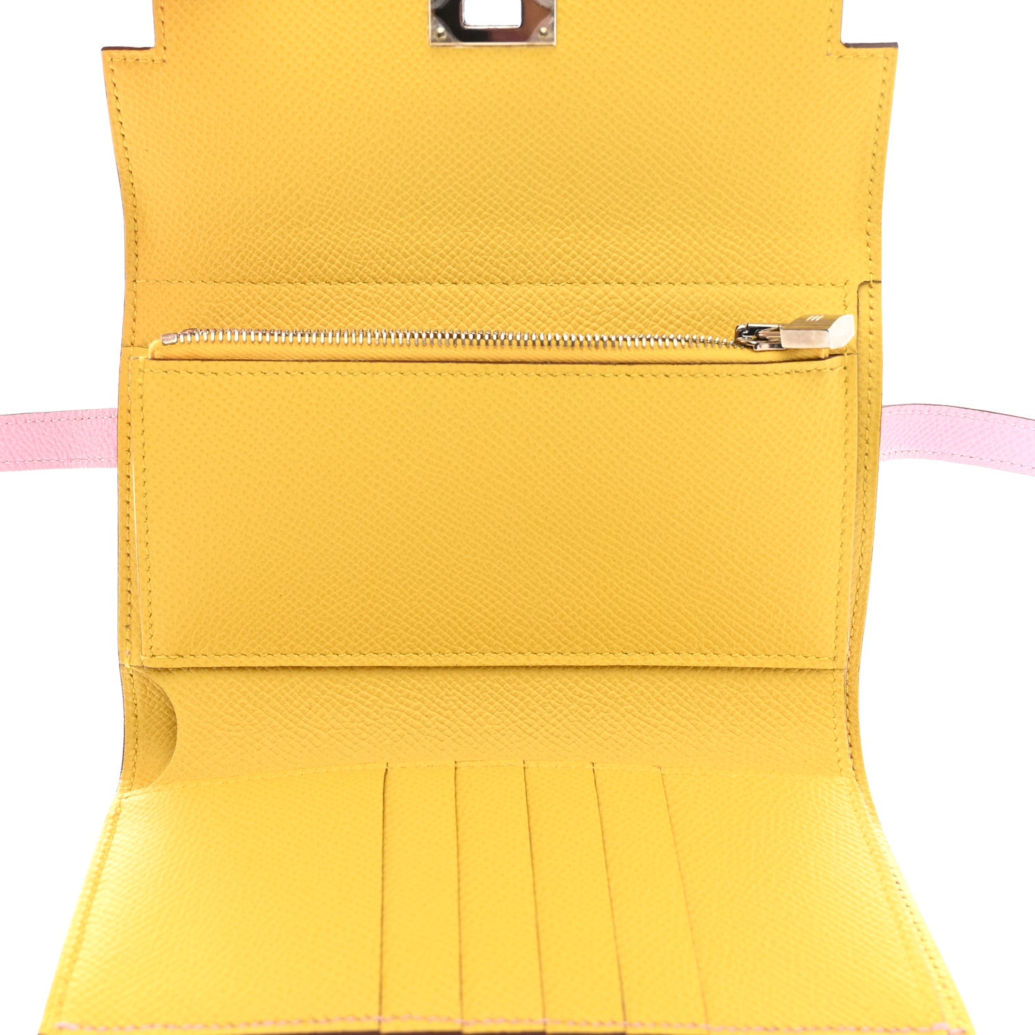 Hermes Epsom Medium Kelly Wallet Mauve Sylvestre Jaune De Naples 5 of 7