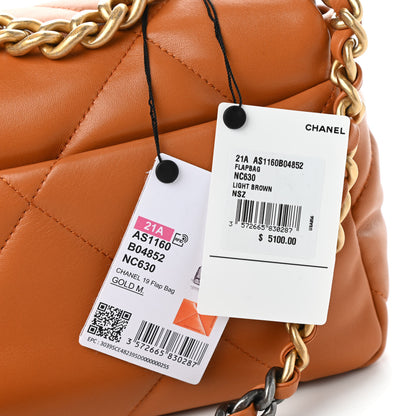 Chanel Lambskin Quilted Medium Chanel 19 Flap Light Brown 9 of 12