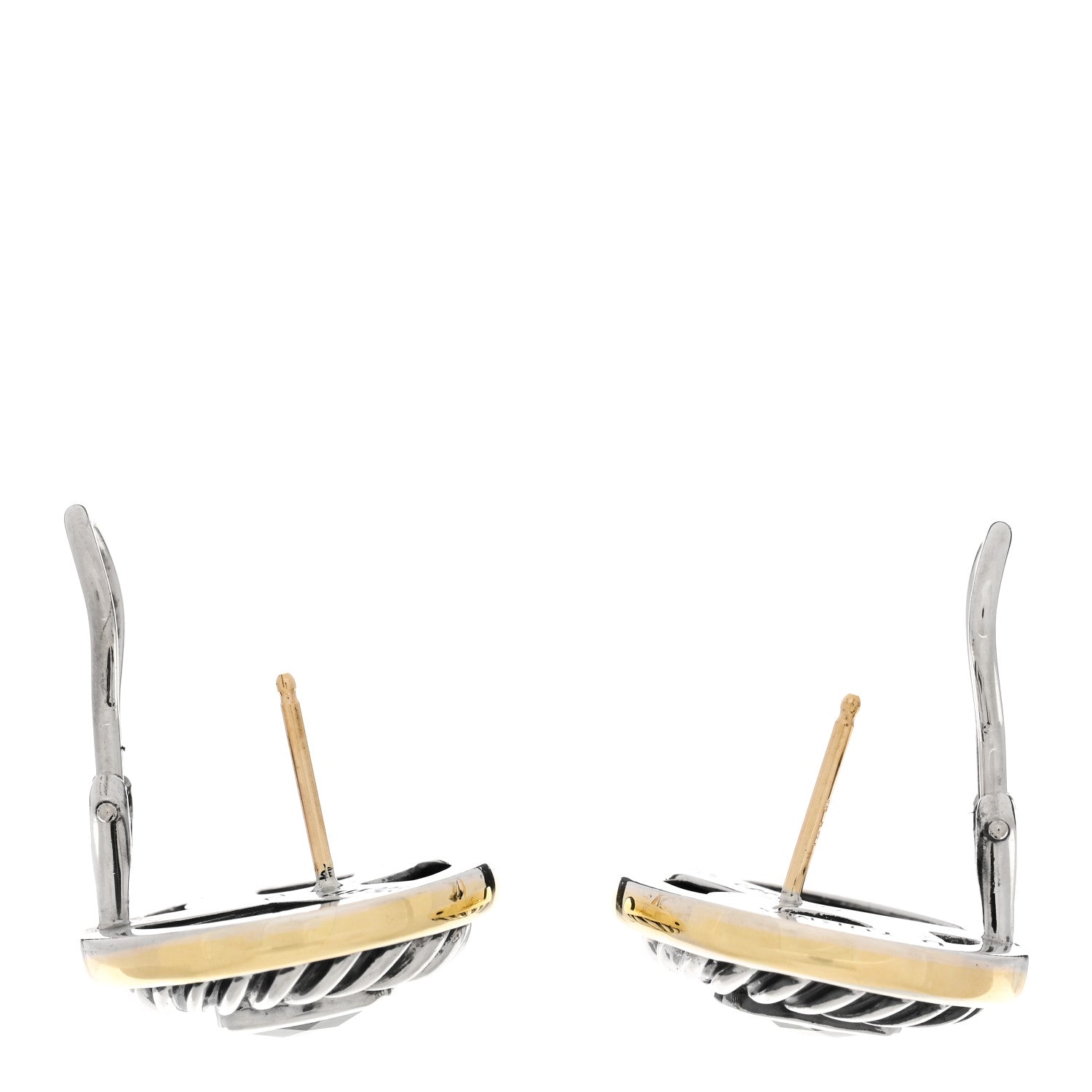 David Yurman Sterling Silver 18K Yellow Gold Peridot Cookie Cable Earrings 3 of 5