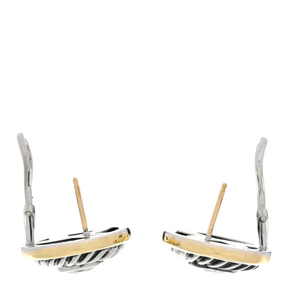 David Yurman Sterling Silver 18K Yellow Gold Peridot Cookie Cable Earrings 3 of 5
