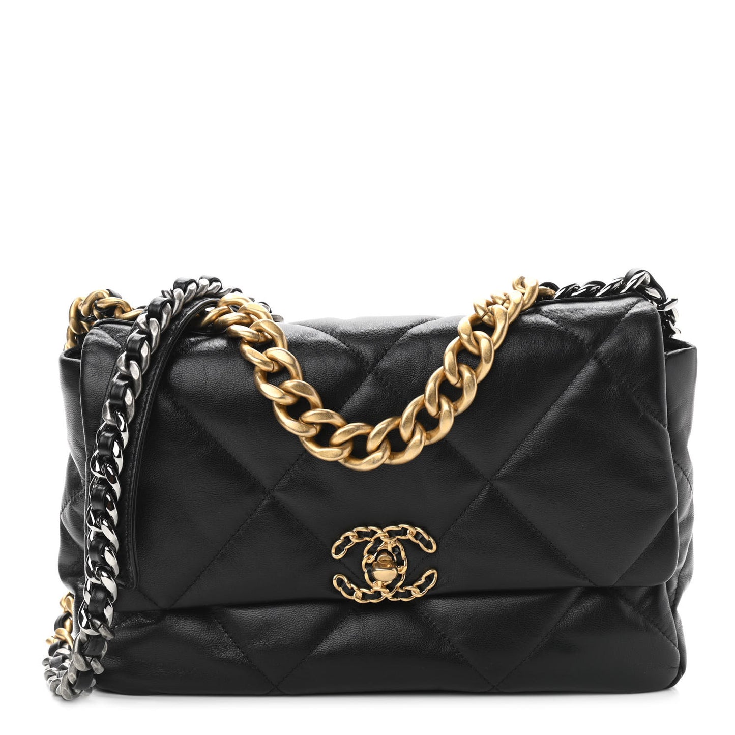 Goatskin Quilted Large Chanel 19 Flap Black