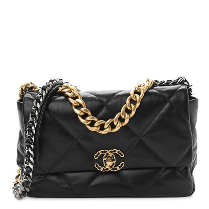 Chanel Goatskin Quilted Large Chanel 19 Flap Black 1 of 11