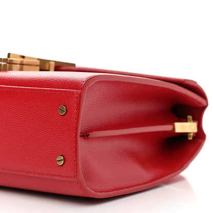 Saint Laurent Grain de Poudre Mini Classic Monogram Cassandra Top Handle Red 9 of 9