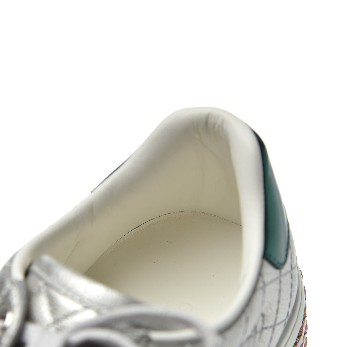 Laminated Nappa Crystal Web Bee Embroidered Trapuntata Womens Ace Platform Sneakers 36.5 Argento