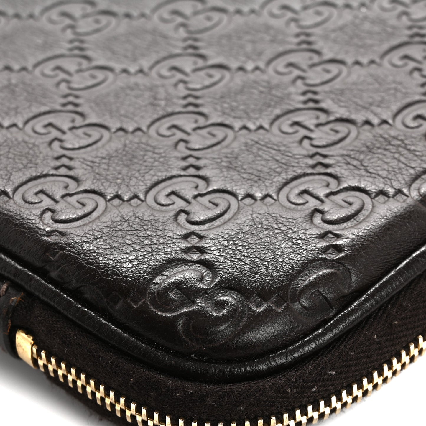 Guccissima Zip Around Laptop Case Dark Brown