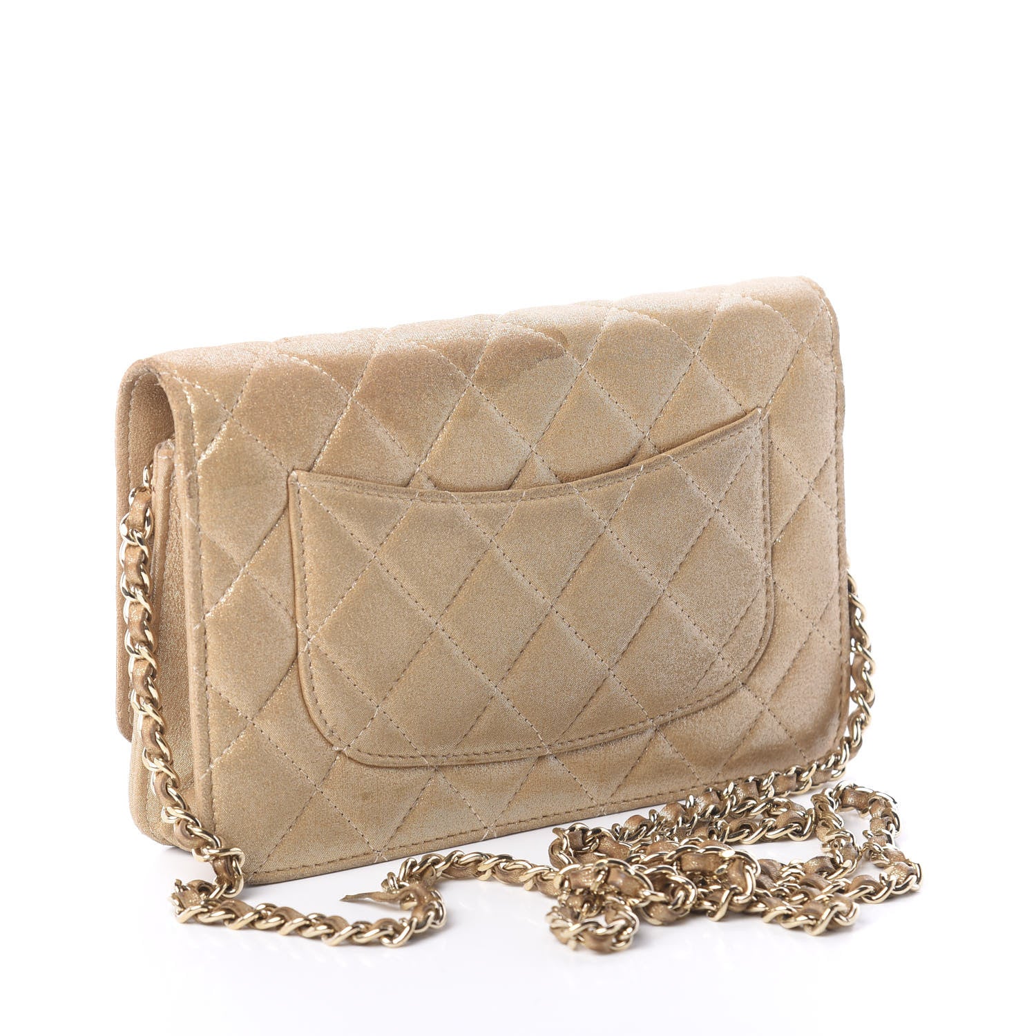 Chanel Iridescent Calfskin Quilted Wallet On Chain WOC Gold 3 of 12