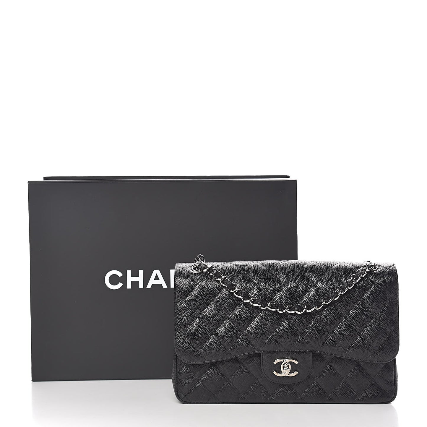 Caviar Quilted Jumbo Double Flap Black