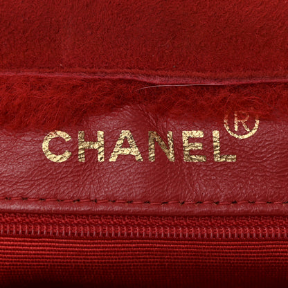 Chanel Suede Shearling Fur Handbag Red 6 of 14