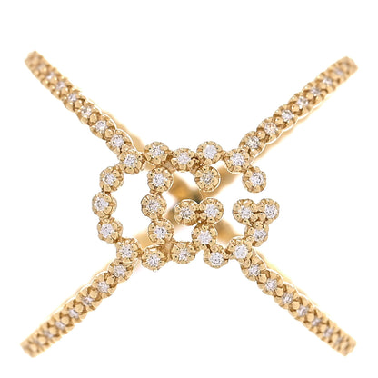 Gucci 18K Yellow Gold Diamond GG Running X Ring 53 6.25 1 of 6