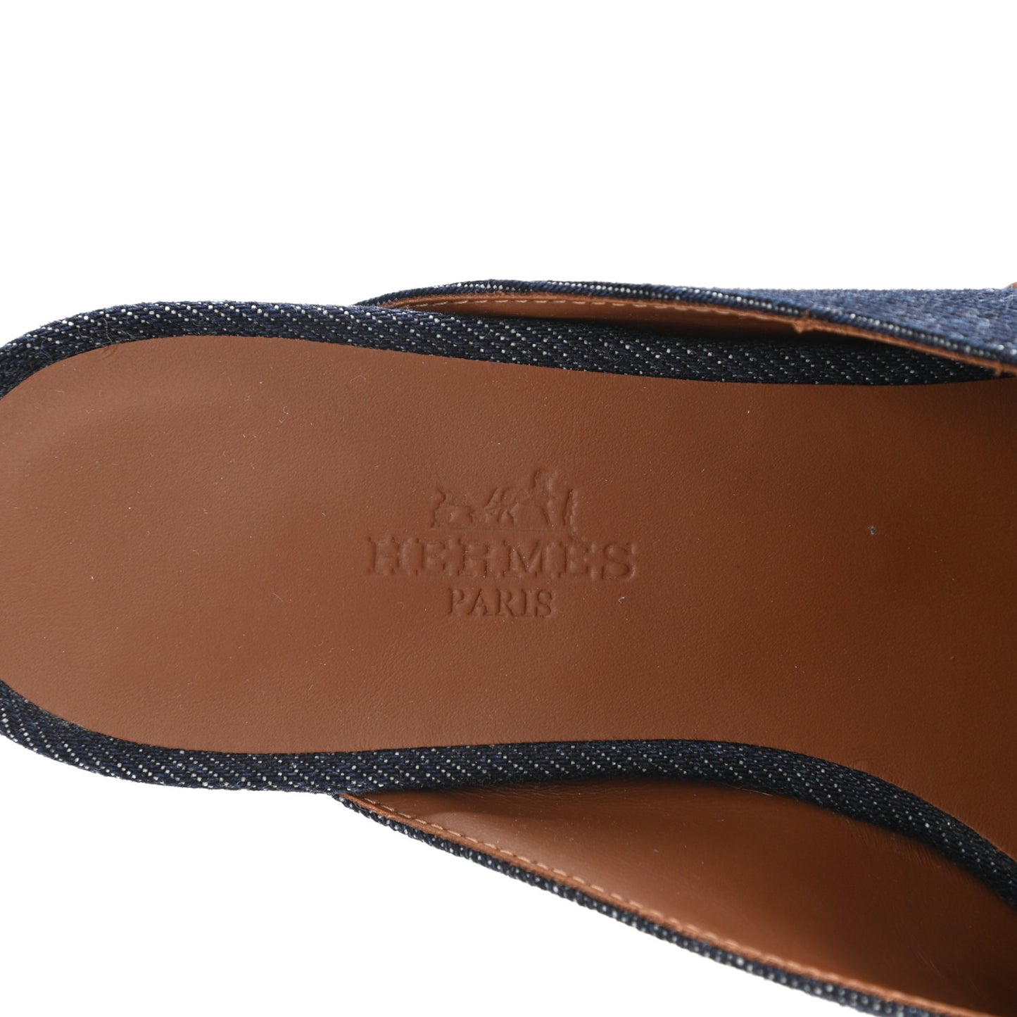 Calfskin Denim Oz Mules 36 Bleu Brut Gold