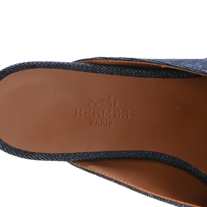 Hermes Calfskin Denim Oz Mules 36 Bleu Brut Gold 6 of 9