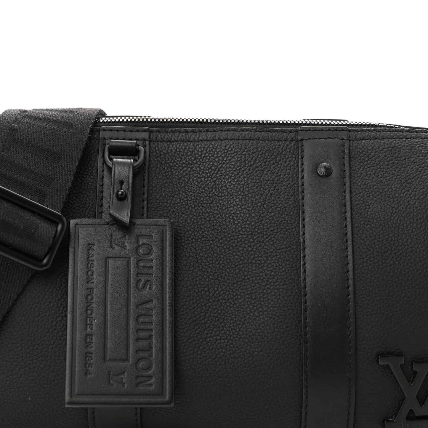 Grained Calfskin Aerogram City Keepall Black