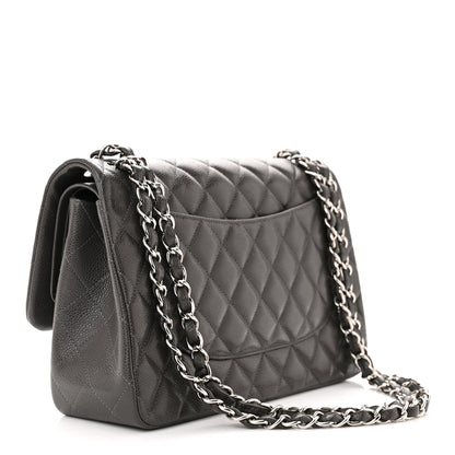 Chanel Caviar Quilted Jumbo Double Flap Dark Grey 3 of 10