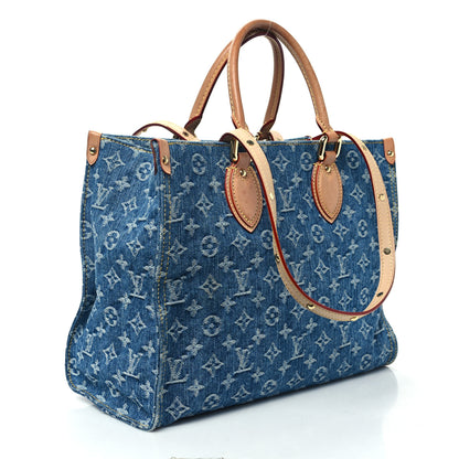 Louis Vuitton Monogram Denim Onthego MM Blue 3 of 11