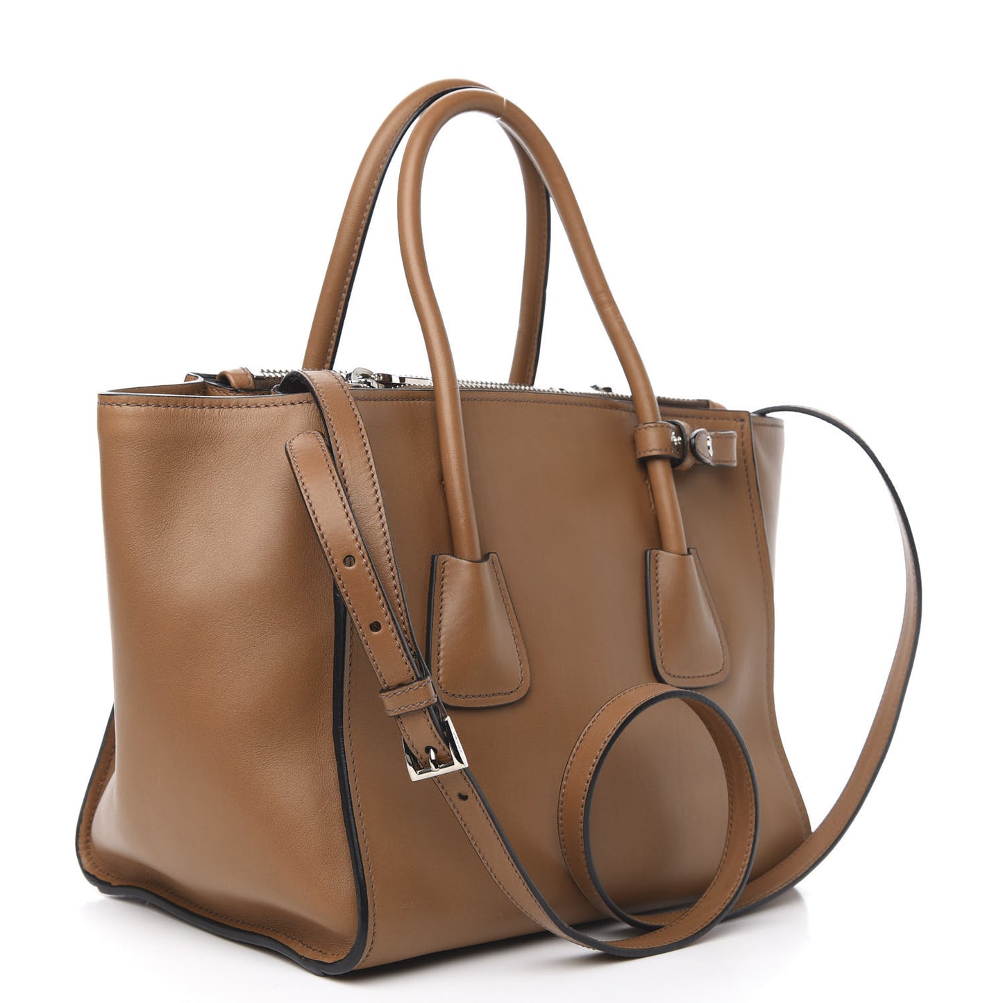 City Calf Twin Pocket Tote Cannella
