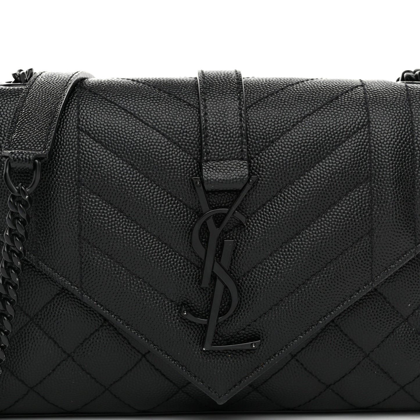 Grain De Poudre Textured Mixed Matelasse Triquilt Small Monogram Monochrome Satchel Black