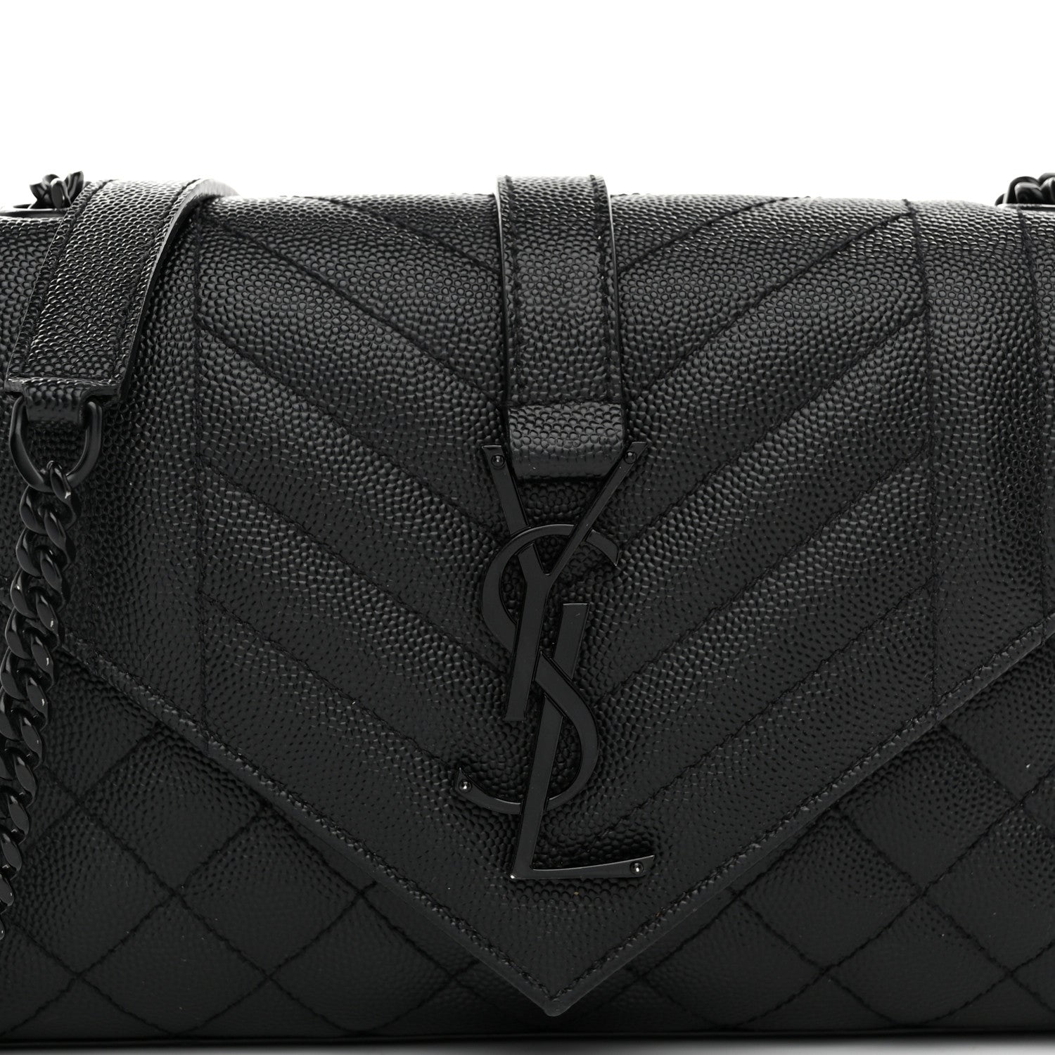 Saint Laurent Grain De Poudre Textured Mixed Matelasse Triquilt Small Monogram Monochrome Satchel Black 9 of 11
