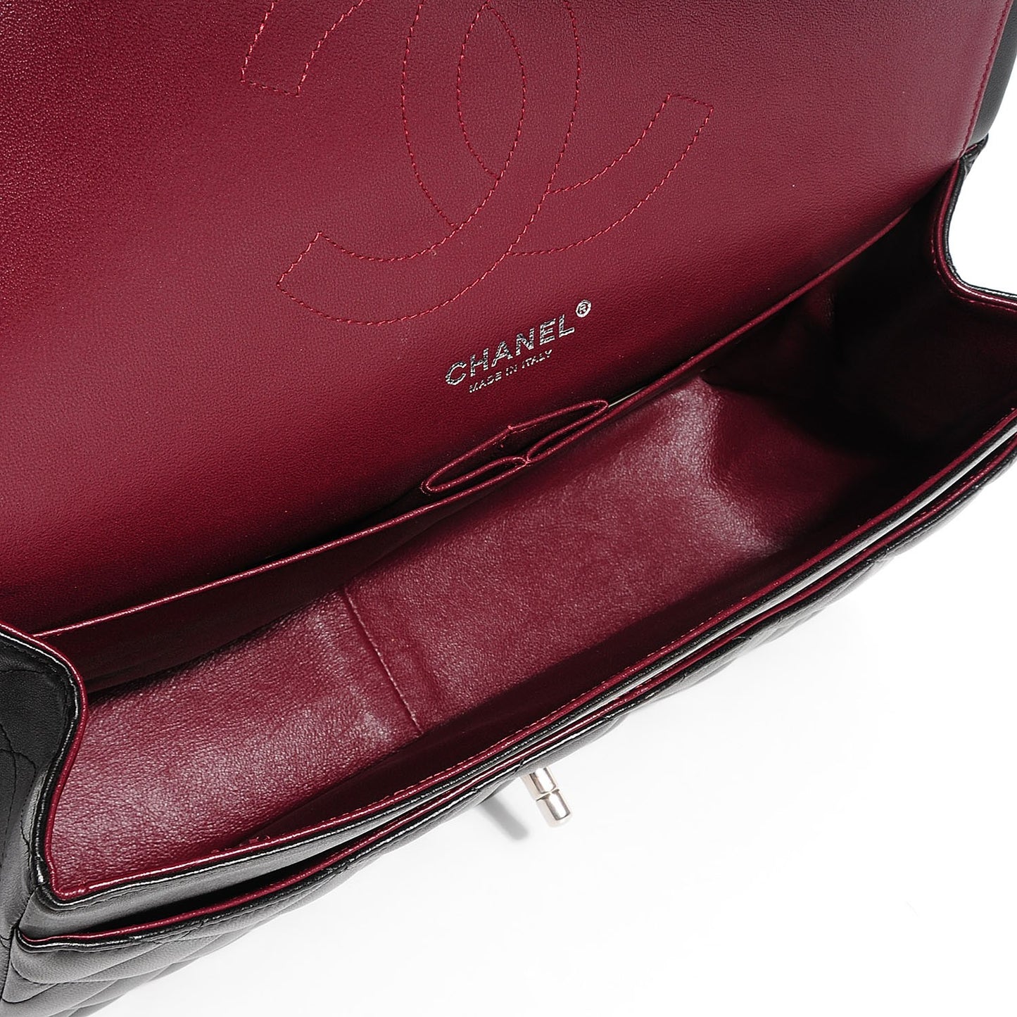 Lambskin Quilted Jumbo Double Flap Black