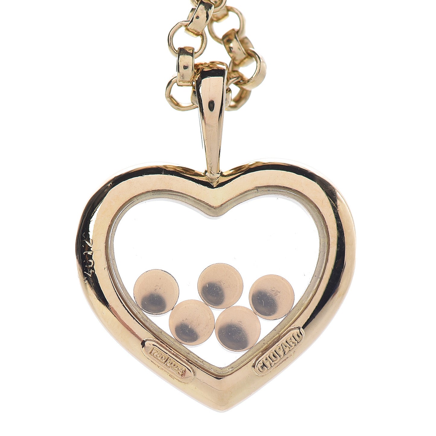 18K Yellow Gold 5 Happy Diamonds Icons Heart Pendant Necklace