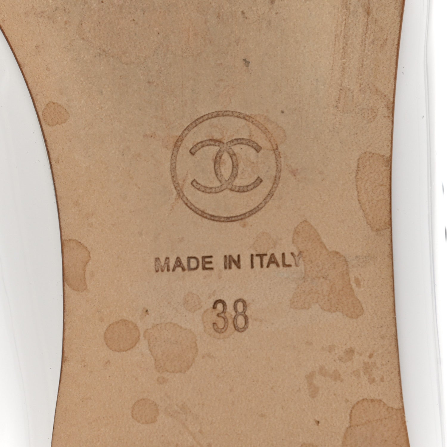 Chanel Patent CC Mocassin Loafers 38 White 6 of 9