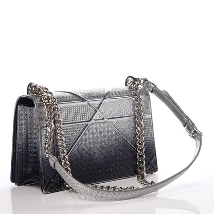 Christian Dior Metallic Patent Micro-Cannage Gradient Medium Diorama Flap Bag Silver Blue 3 of 9
